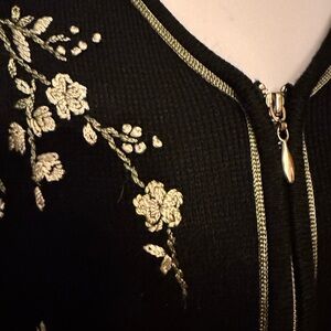 Black Segue Sweater with Gold Embroidery